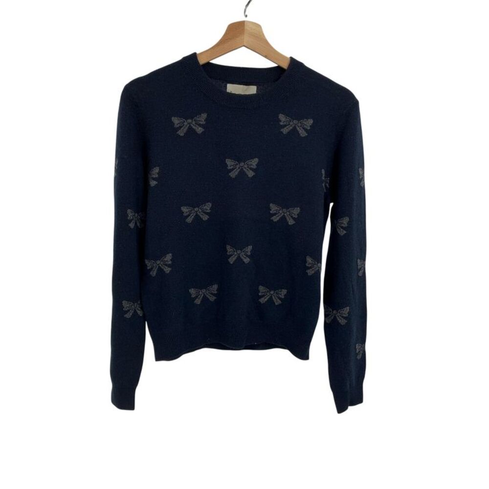 Jumper 1234 Women Longsleeve Bow Crewneck Sweater Blue 2